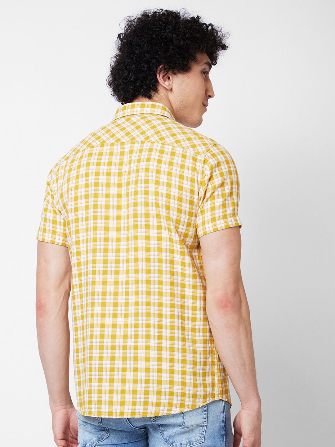 SPYKAR Gingham Checked Cotton Opaque Casual Shirt