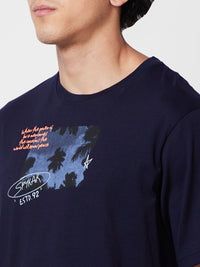 SPYKAR Graphic Printed Relaxed Fit Drop-Shoulder Sleeves Casual T-shirt