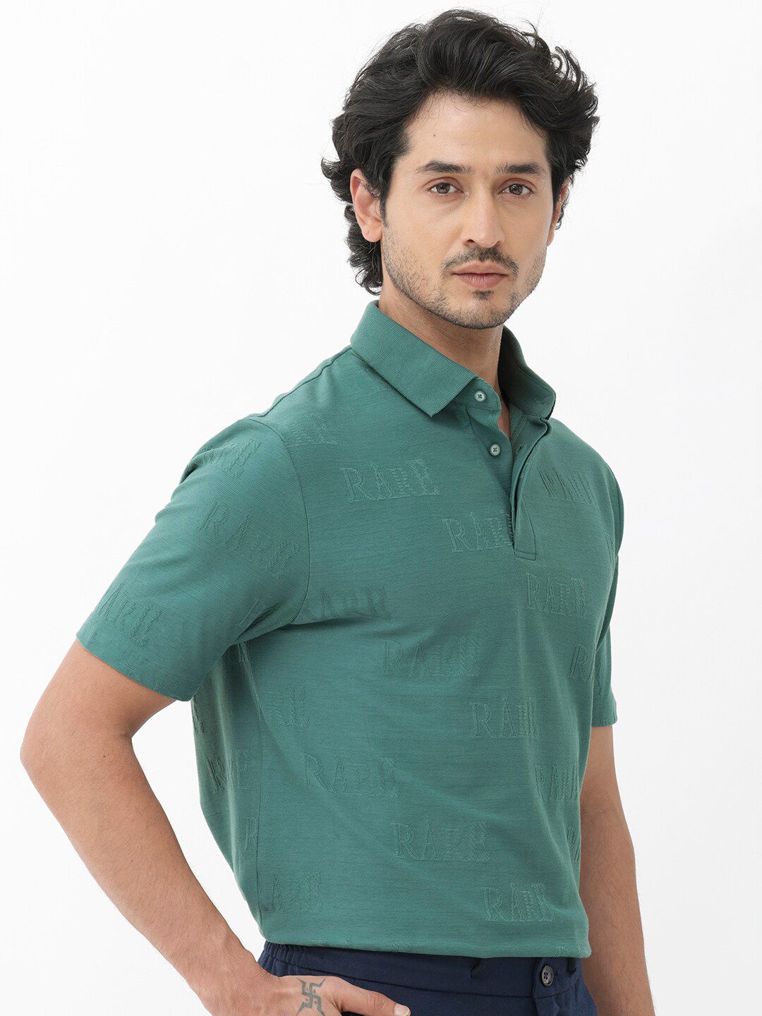 RARE RABBIT Men Gesset-2 Regular Fit Polo Collar Cotton T-Shirt