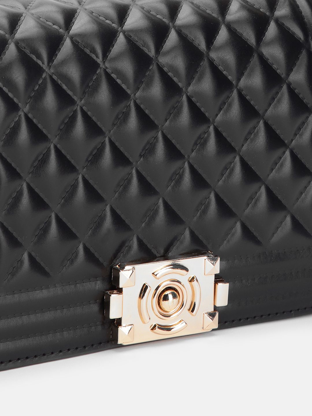 Lino Perros Geometric Textured Structured Shoulder Bag with Quilted Detail