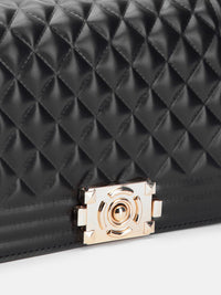 Lino Perros Geometric Textured Structured Shoulder Bag with Quilted Detail