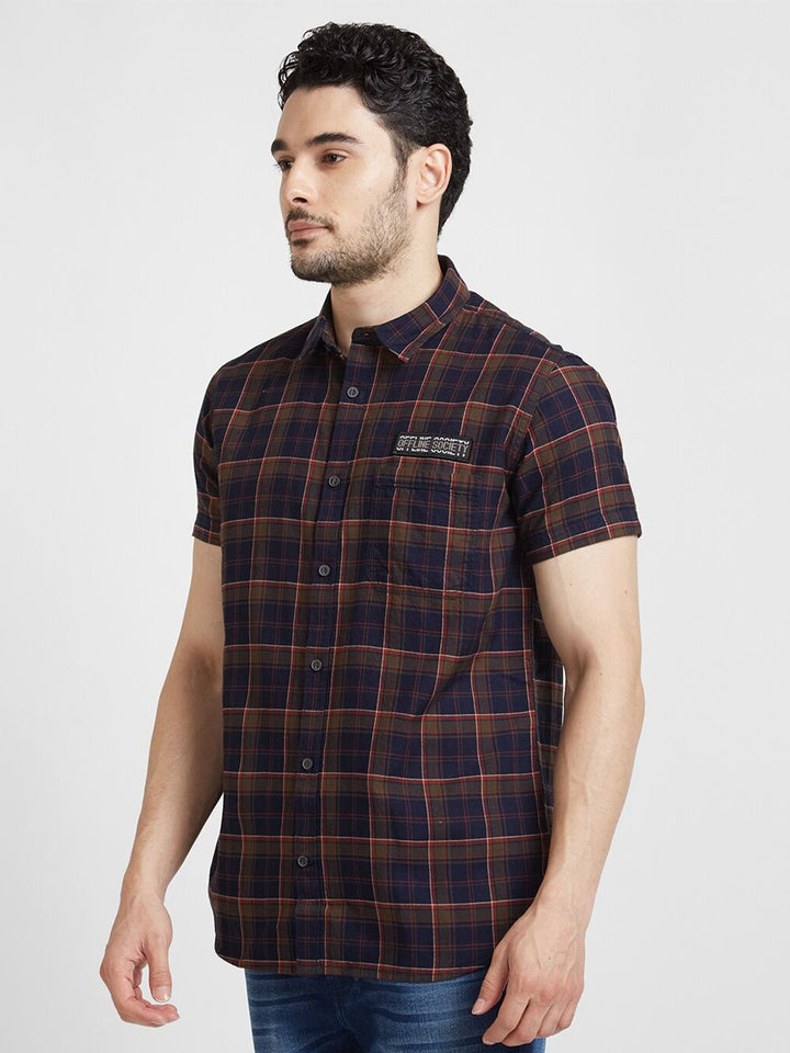 SPYKAR Classic Opaque Tartan Checked Cotton Casual Shirt