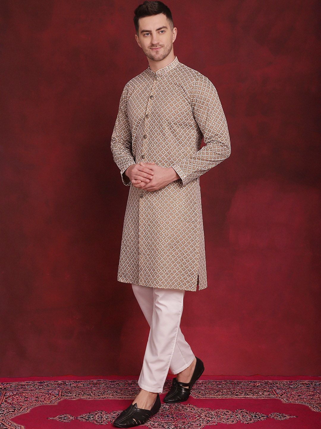 Jompers Embroidered Regular Sequinned Kurta with Pyjamas