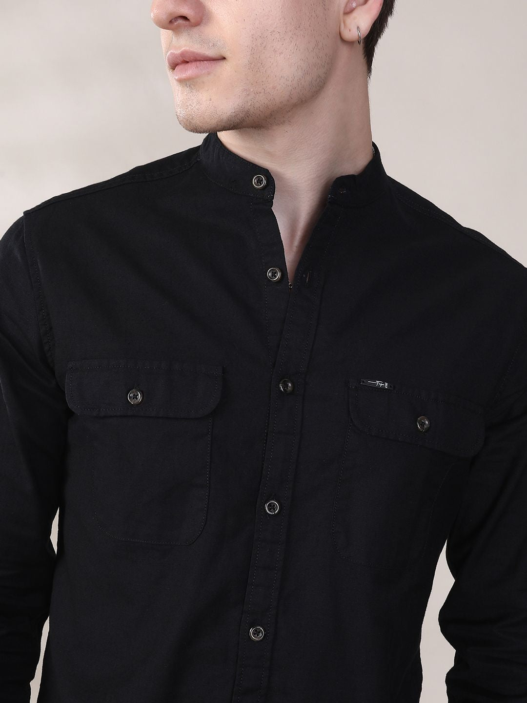 The Indian Garage Co Men Black Solid Casual Shirt
