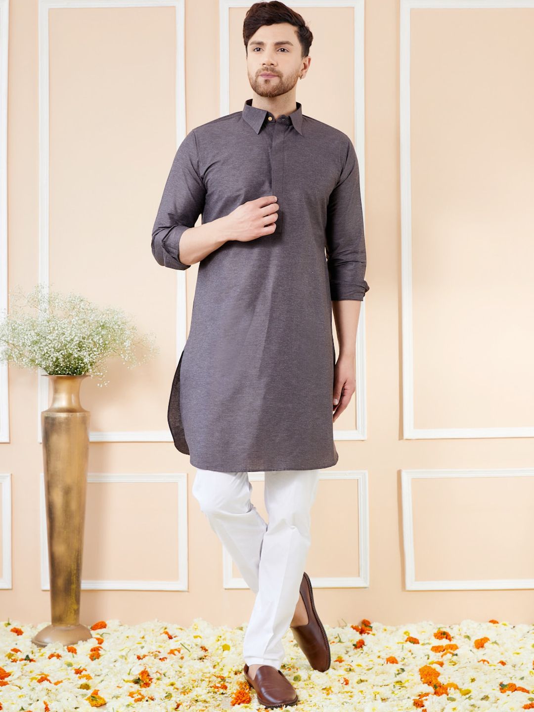 See Designs Shirt Collar Cotton Pathani Kurta