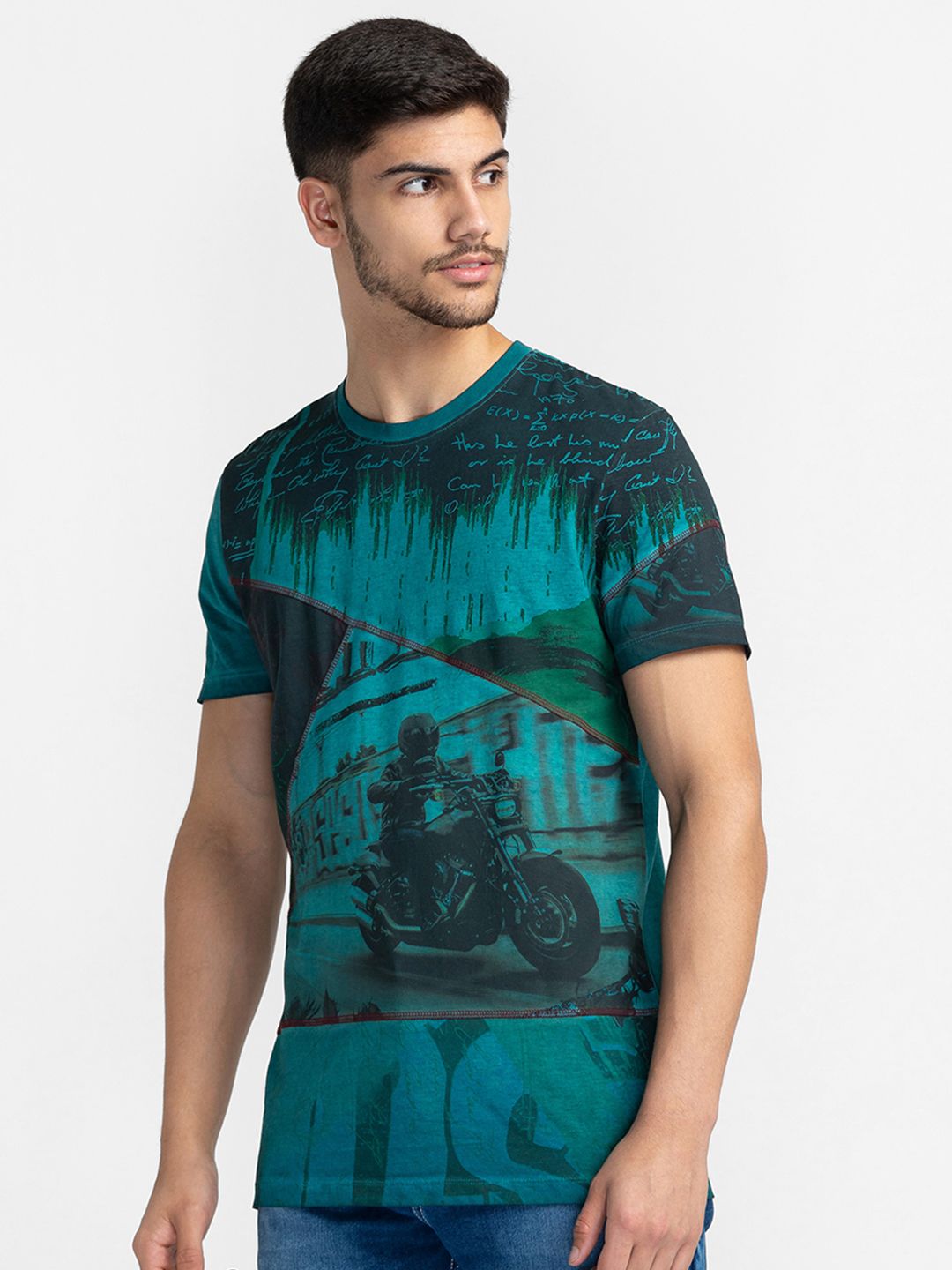 Being Human Men Green Printed Pockets T-shirt