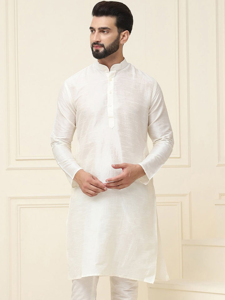 SOJANYA Lelaki Off-White Solid Kurta Lurus