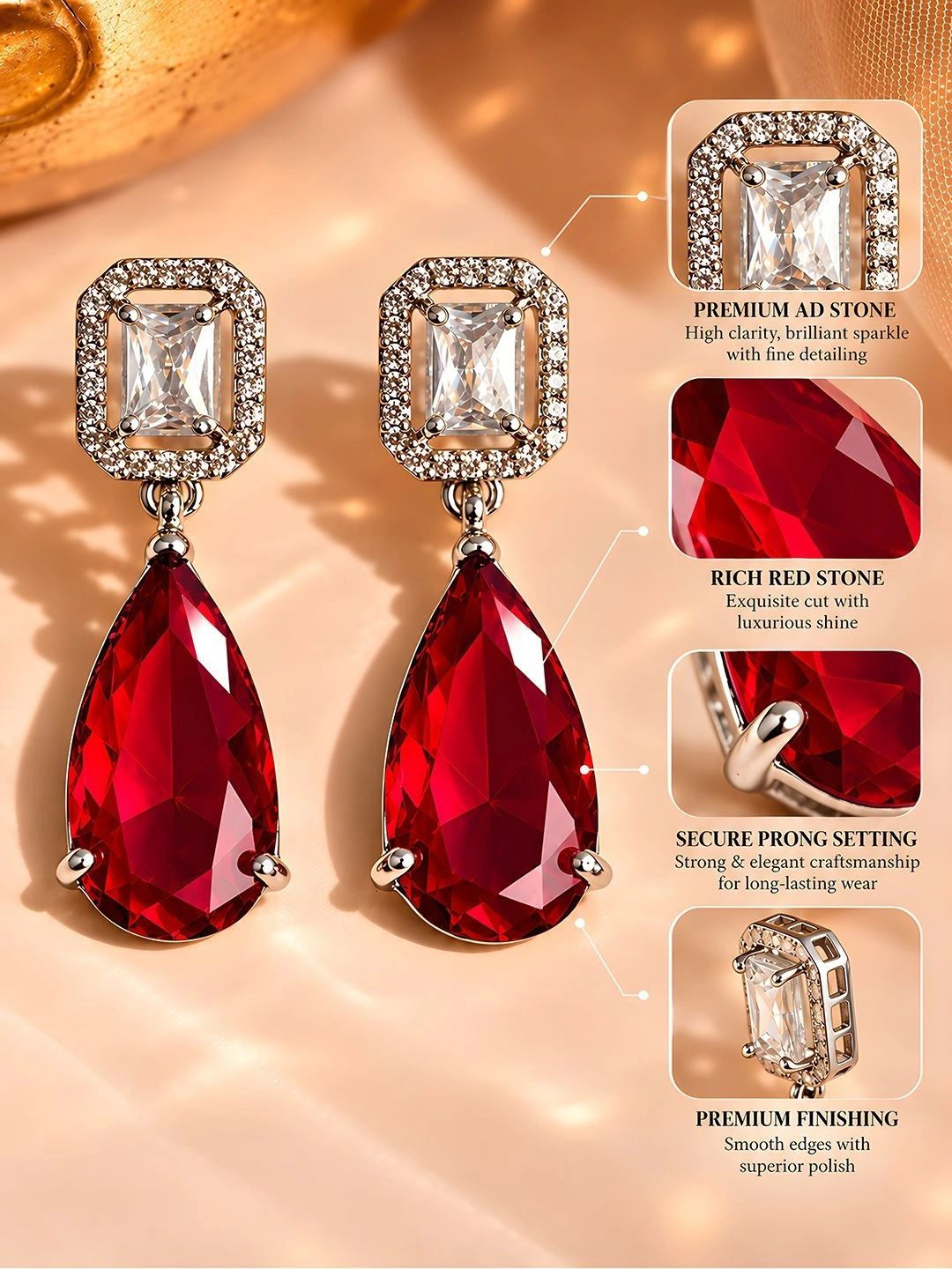 PANASH Teardrop Shaped Drop Earrings