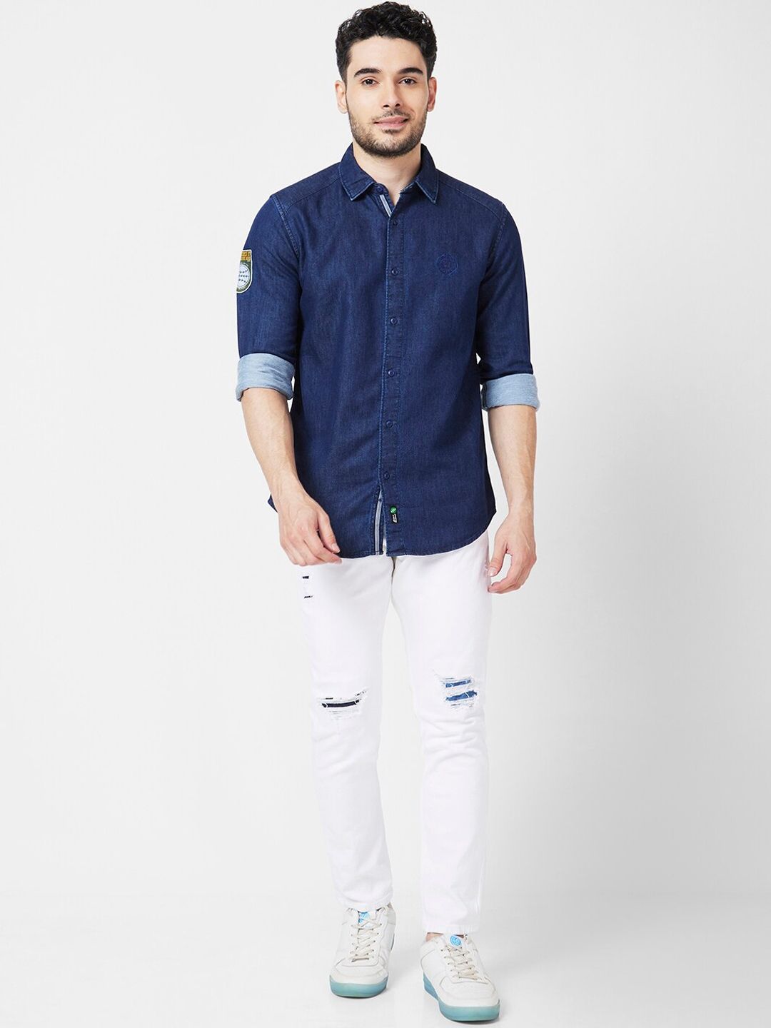 SPYKAR Men Kano Skinny Fit Mid-Rise Slash Knee Cotton Jeans