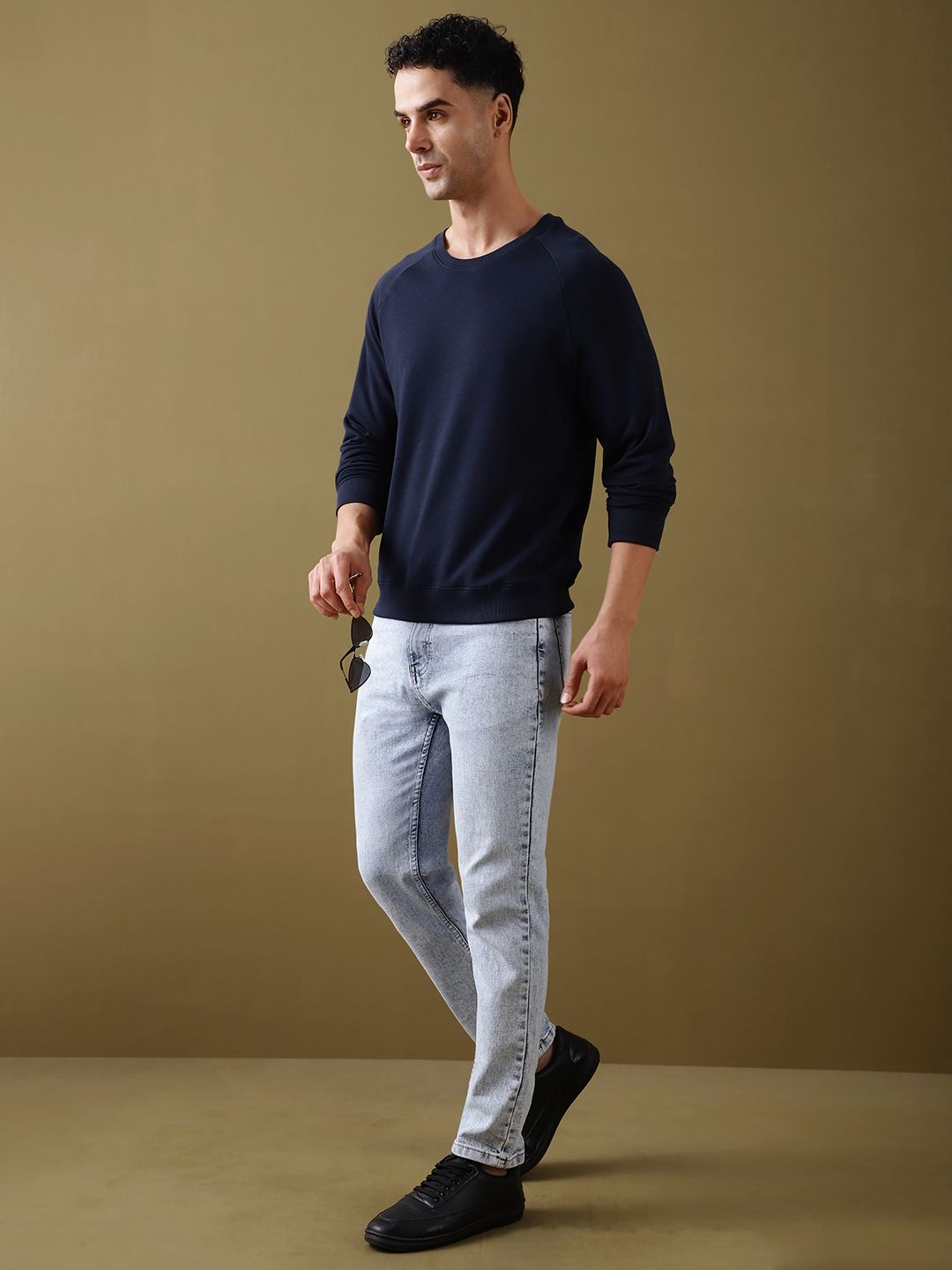 DILLINGER Men Solid Ultra Soft Drapey Cotton Raglan T-Shirt