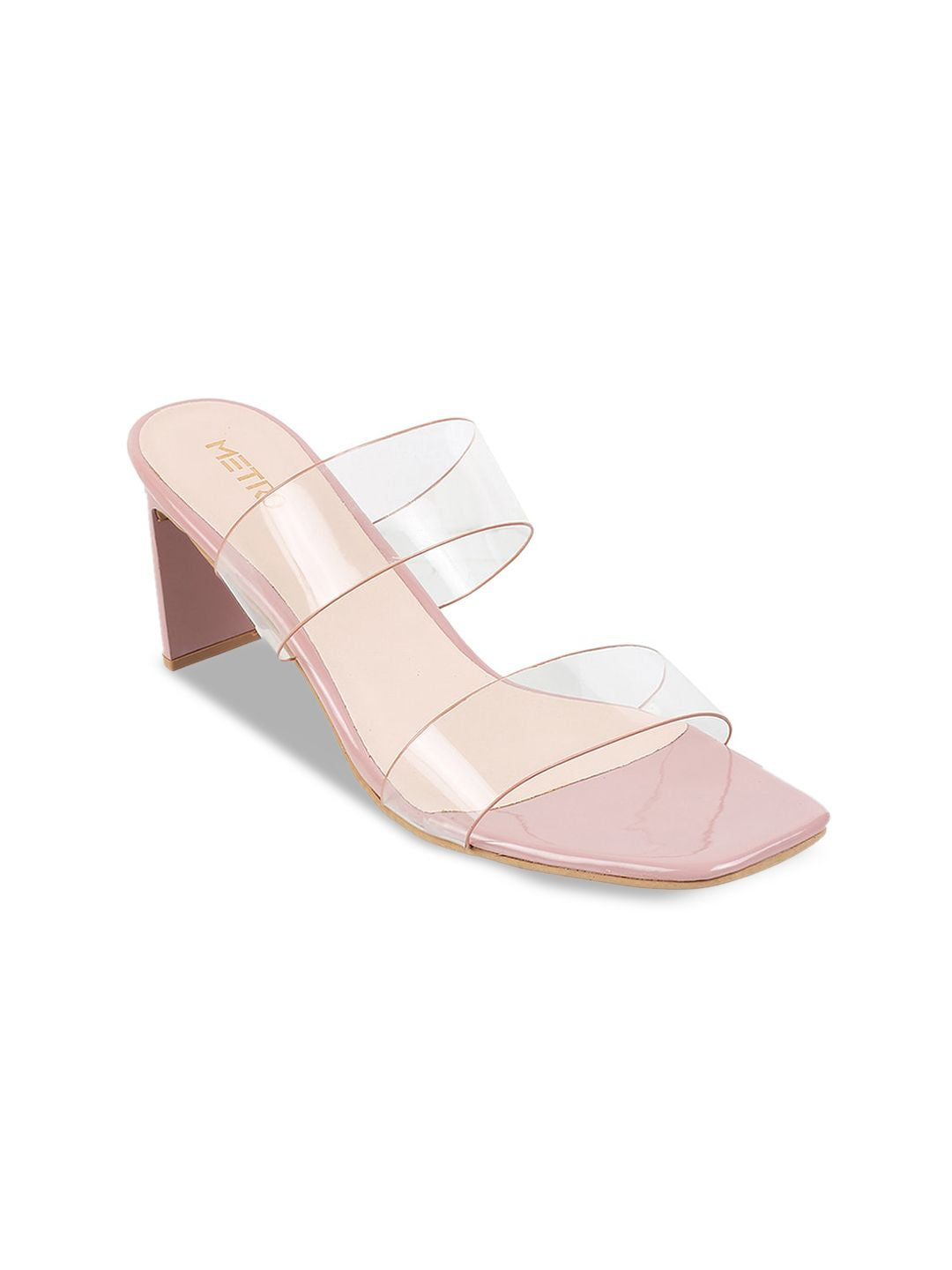 Metro Two Strap Open Toe Slim Heels