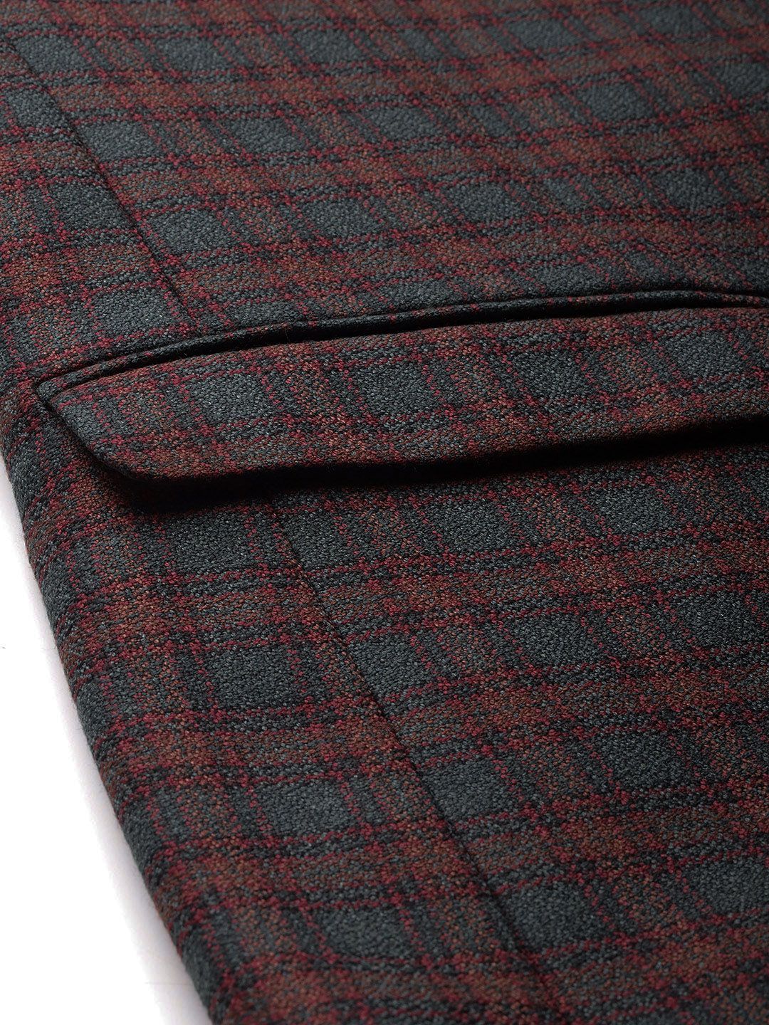 Park Avenue Checked Single-Breasted Formal Blazer