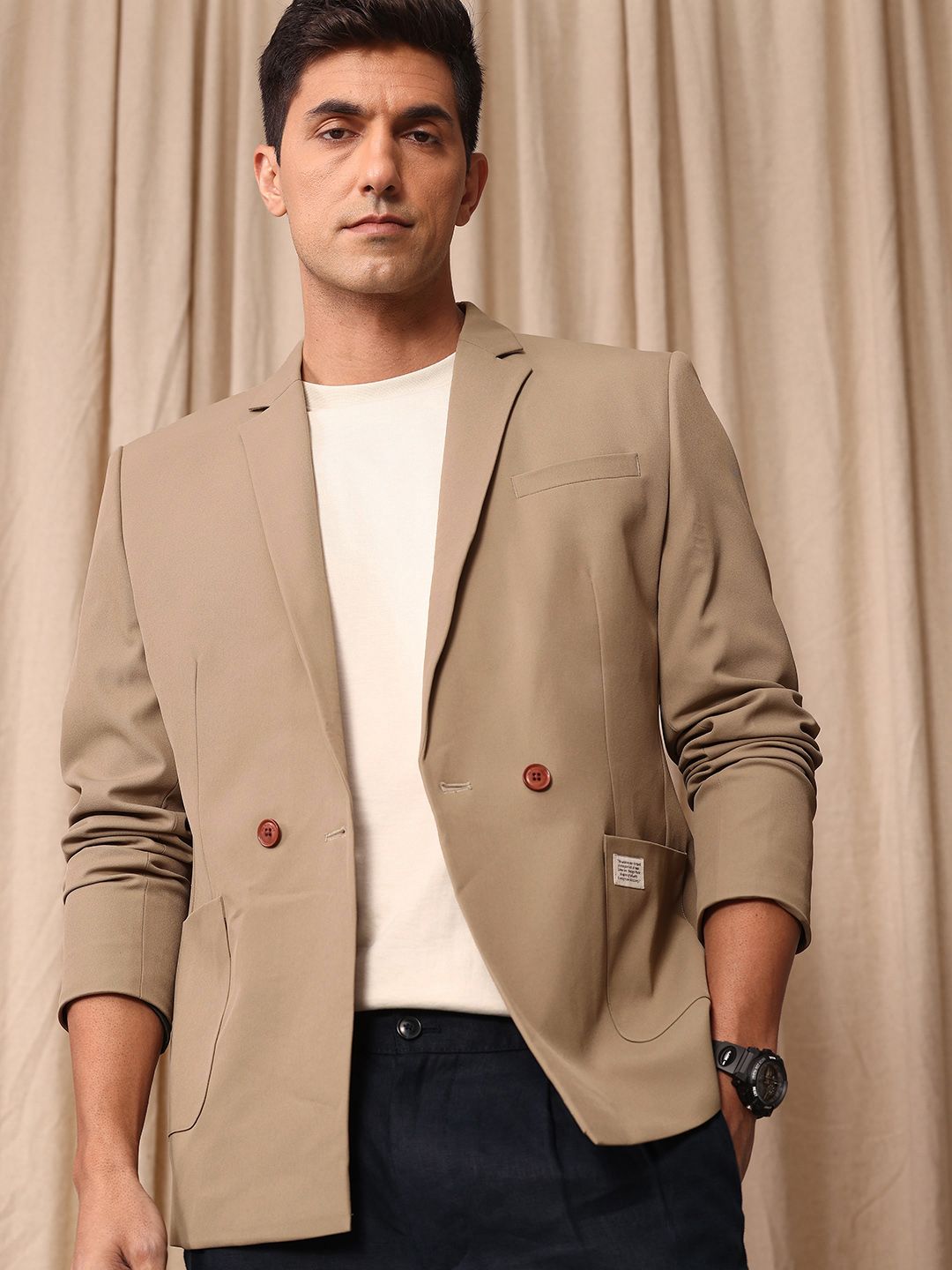 Mr Bowerbird Tailored Fit Double Breasted Casual Blazer