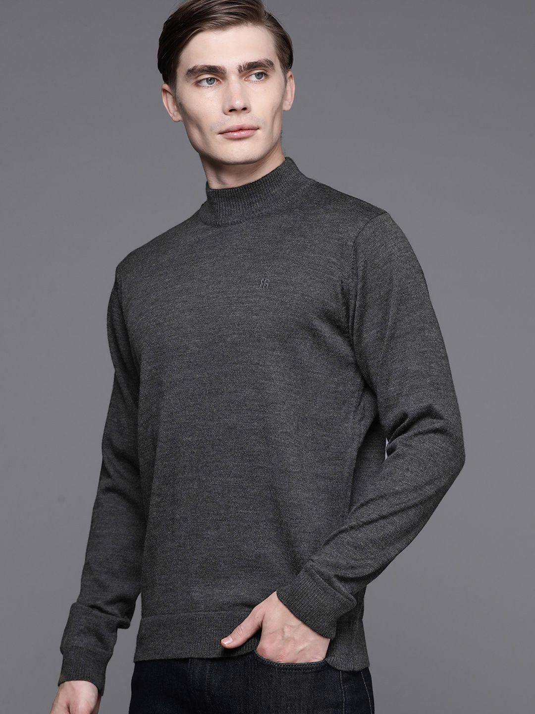 Raymond Men Solid High Neck Pullover