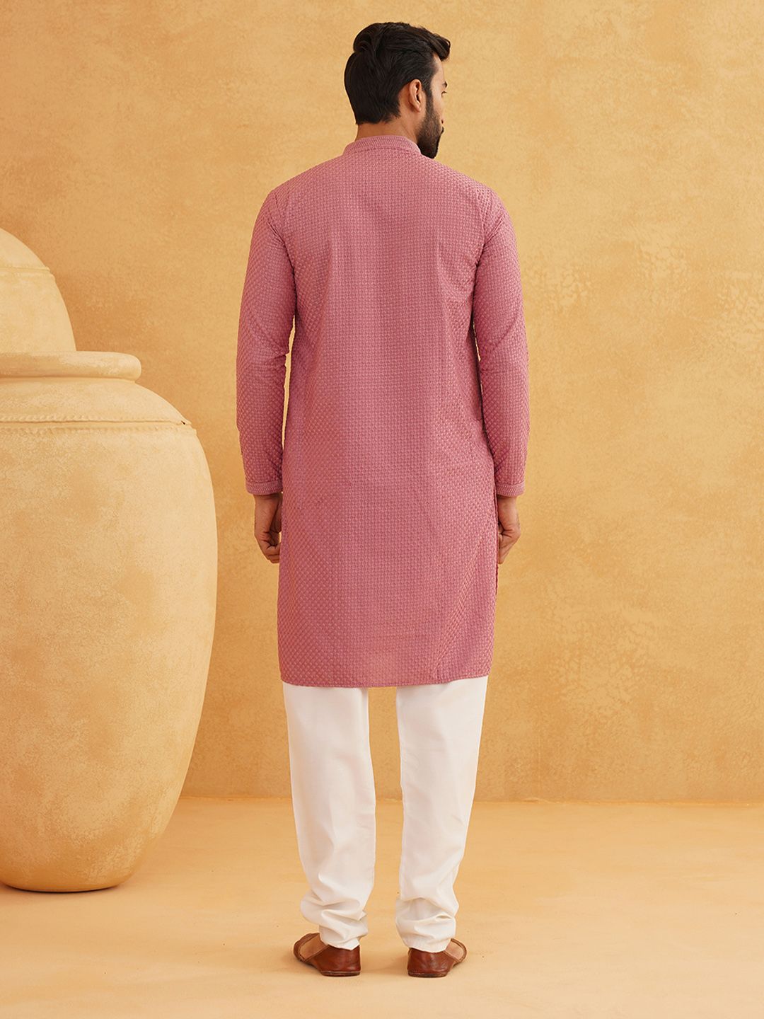 SOJANYA Geometrik Sulam Kapas Kurta Lurus