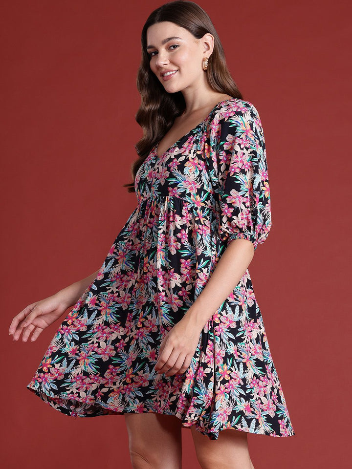 all about you Floral Print Sweetheart Neck Empire Dress