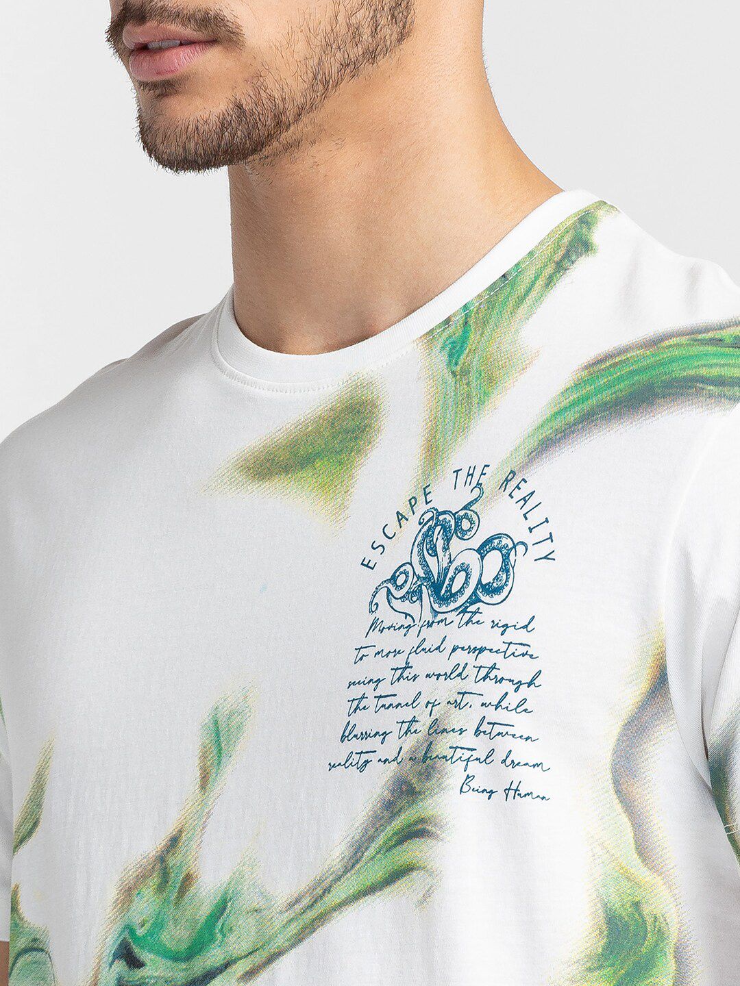 Being Human Abstract Printed Round Neck T-shirt