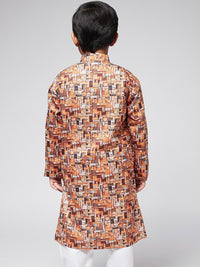 SOJANYA Boys Blue Floral Printed Thread Work Kurta