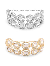 Set Mutiara Zaveri 2 Gelang Lilit Berlian Austria Bersalut Emas