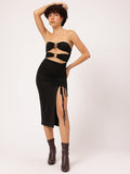 Off-Shoulder Sculpted Rebel Cut-out Oomph Ruched Sensation Midi Dress