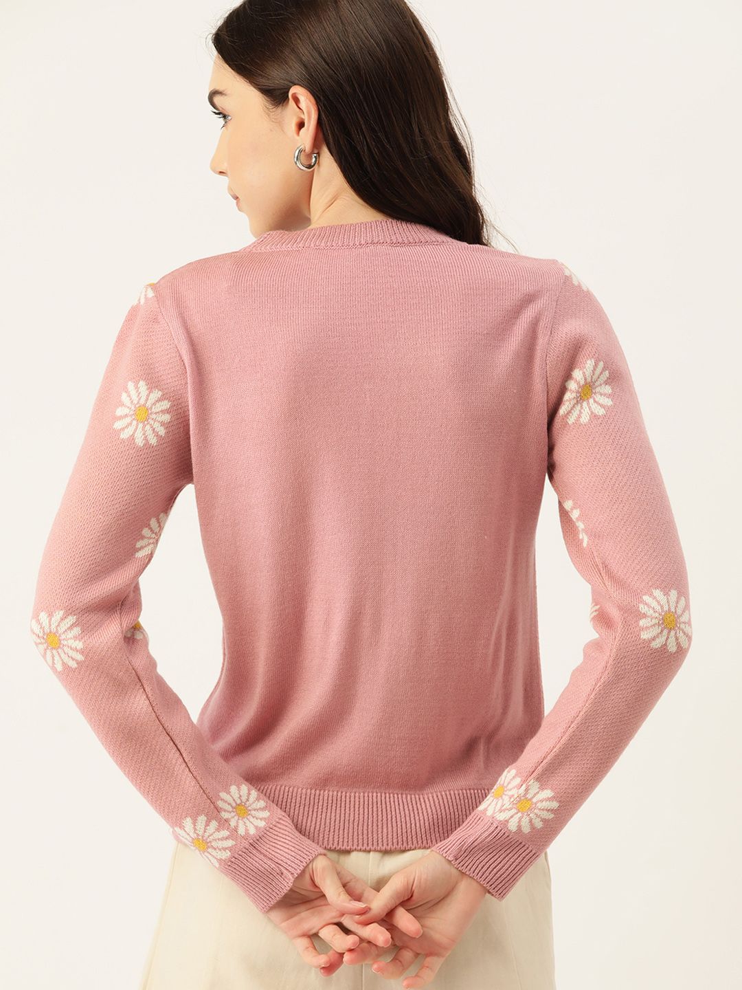 DressBerry Acrylic Floral Pattern Pullover