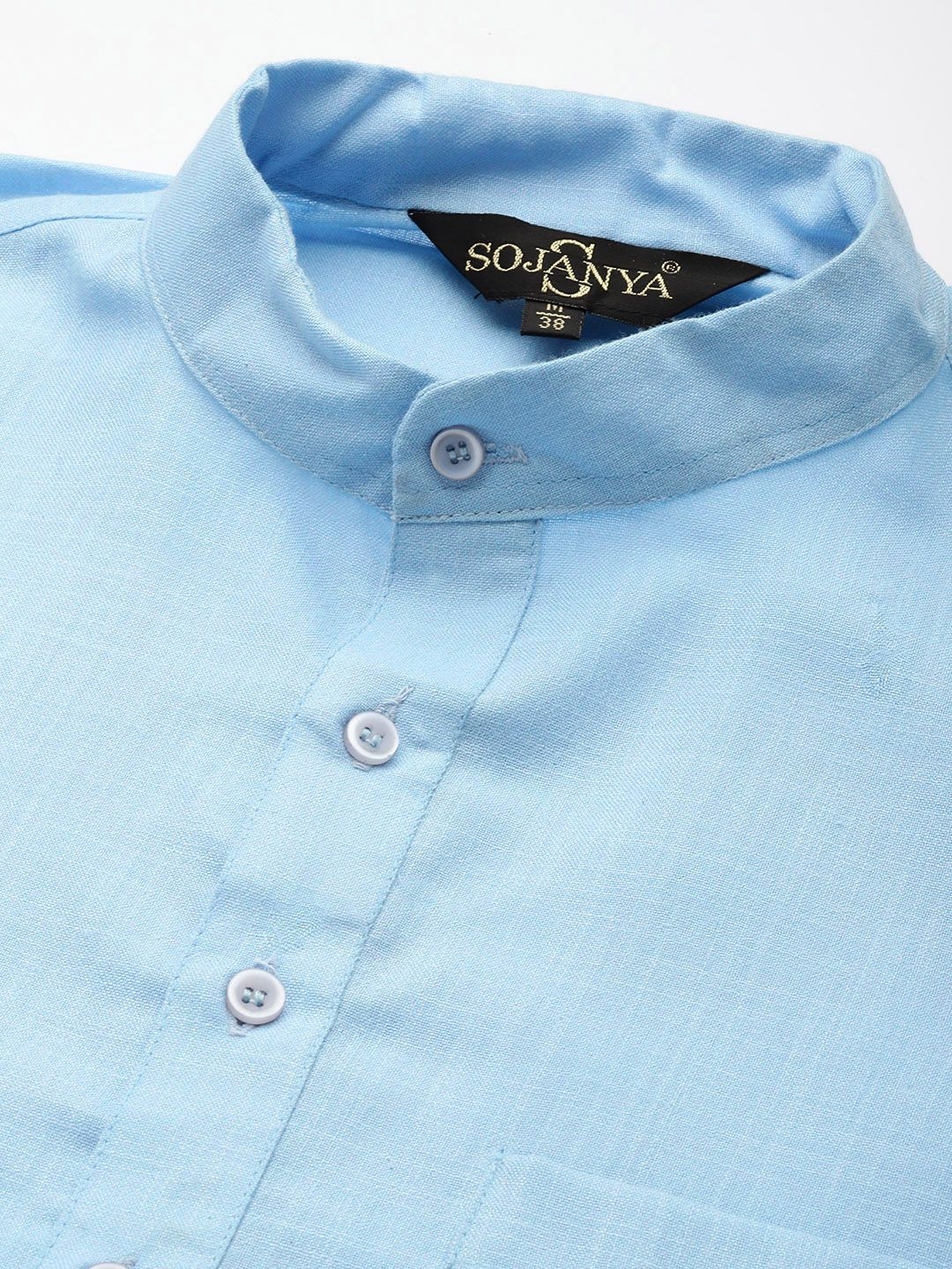 SOJANYA Mandarin Collar Cotton Silk Kurta