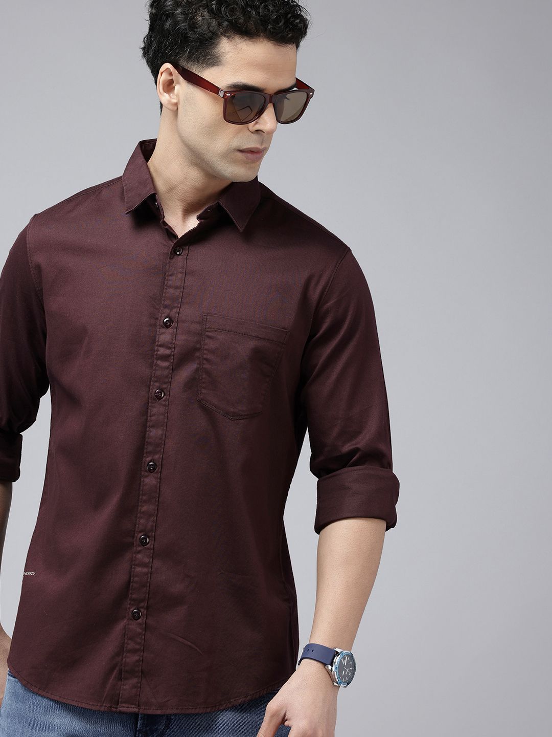 SPYKAR Pure Cotton Slim Fit Opaque Casual Shirt