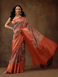 Silk Land Kanjeewaram Art Silk Zari Woven Digital Print saree