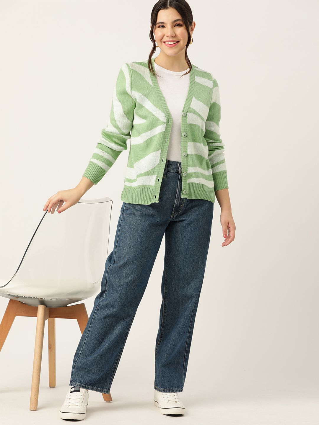 DressBerry Abstract Pattern Acrylic Cardigan