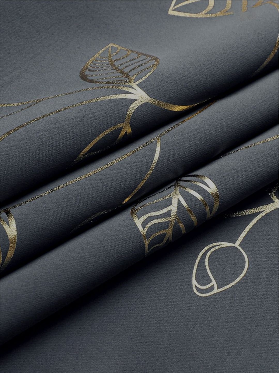 URBAN SPACE Grey & Beige Floral Printed Black Out Window Curtain