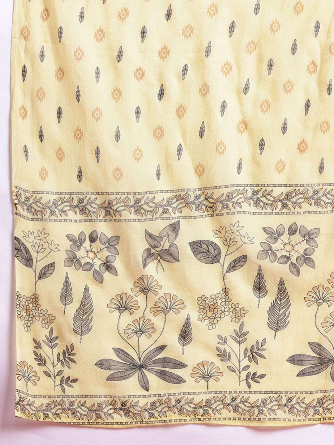 Anouk Floral Printed Pure Cotton Kurta With Trousers & Dupatta