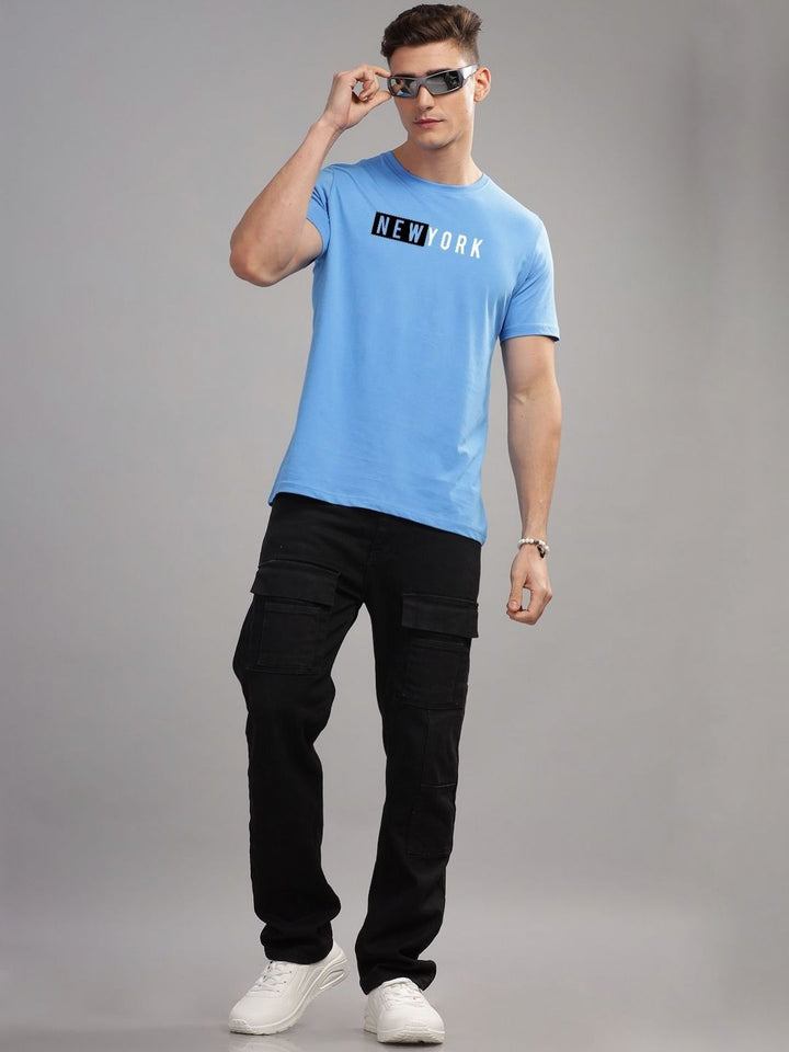ADRO Men Typography Printed Raw Edge T-shirt