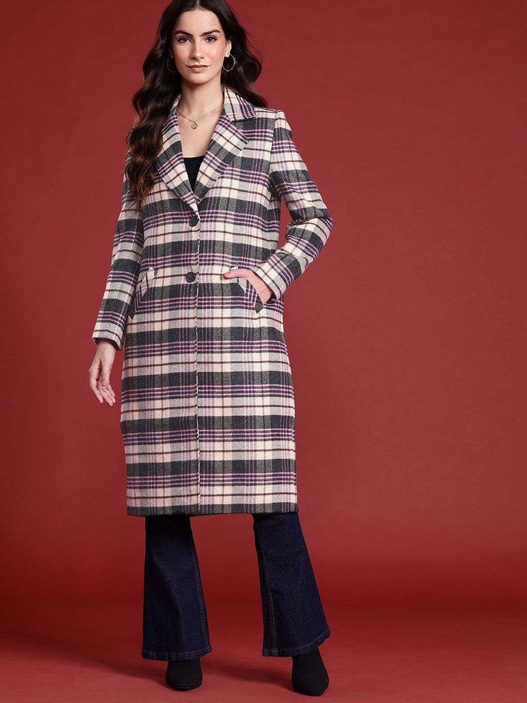 all about you Checked Tweed Overcoat