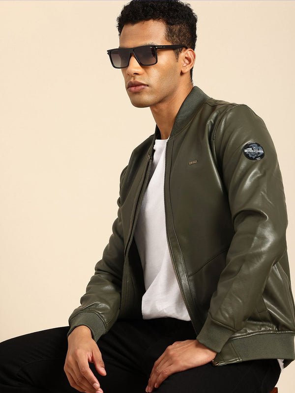 Being Human Men Stand Collar Biker Jacket