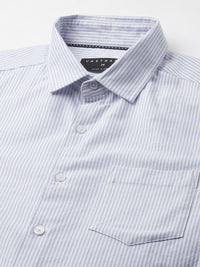 VASTRADO Men Classic Slim Fit Cutaway Collar Pinstripes Striped Cotton Casual Shirt