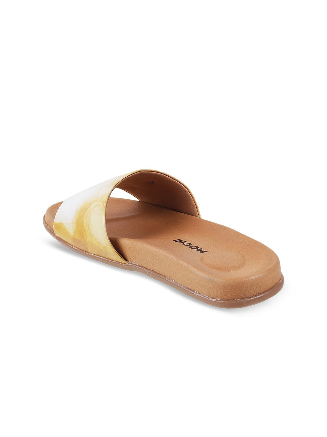 Mochi Women Tan Brown Printed Open Toe Flats