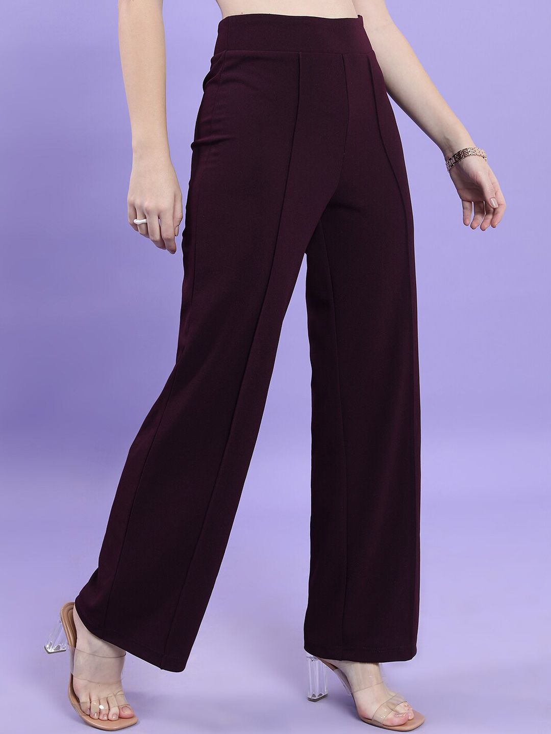CHIC BY TOKYO TALKIES Women Flared Fit High-Rise Parallel Trousers