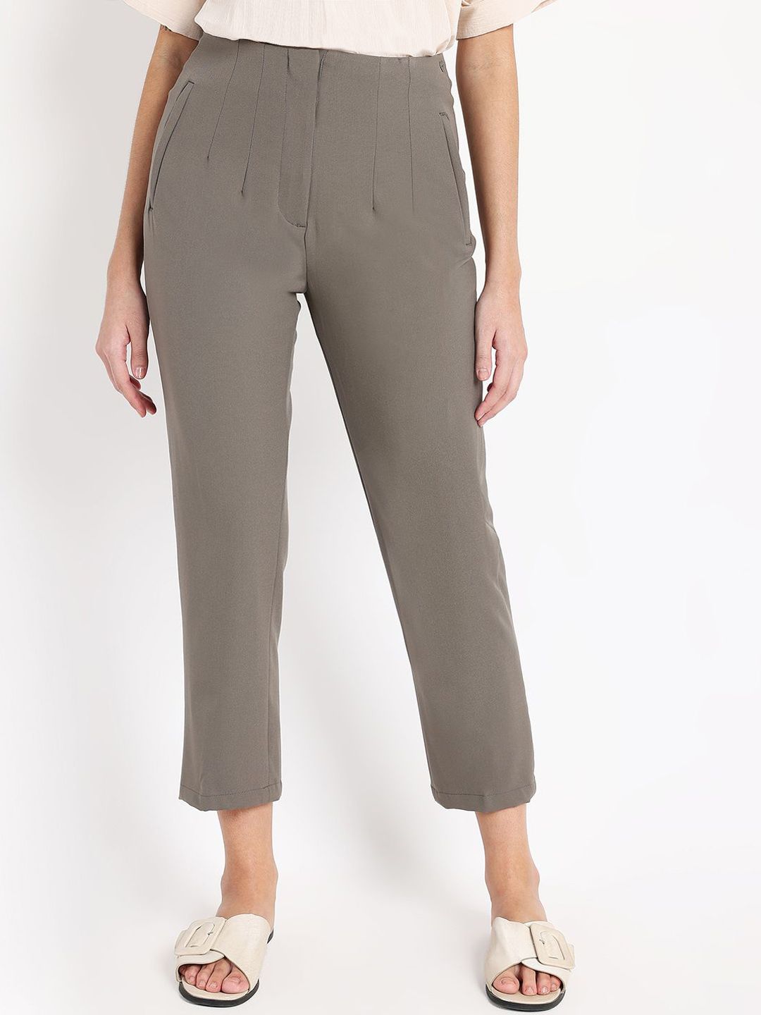 RAREISM Women Tailored Tapered Fit High-Rise Trousers