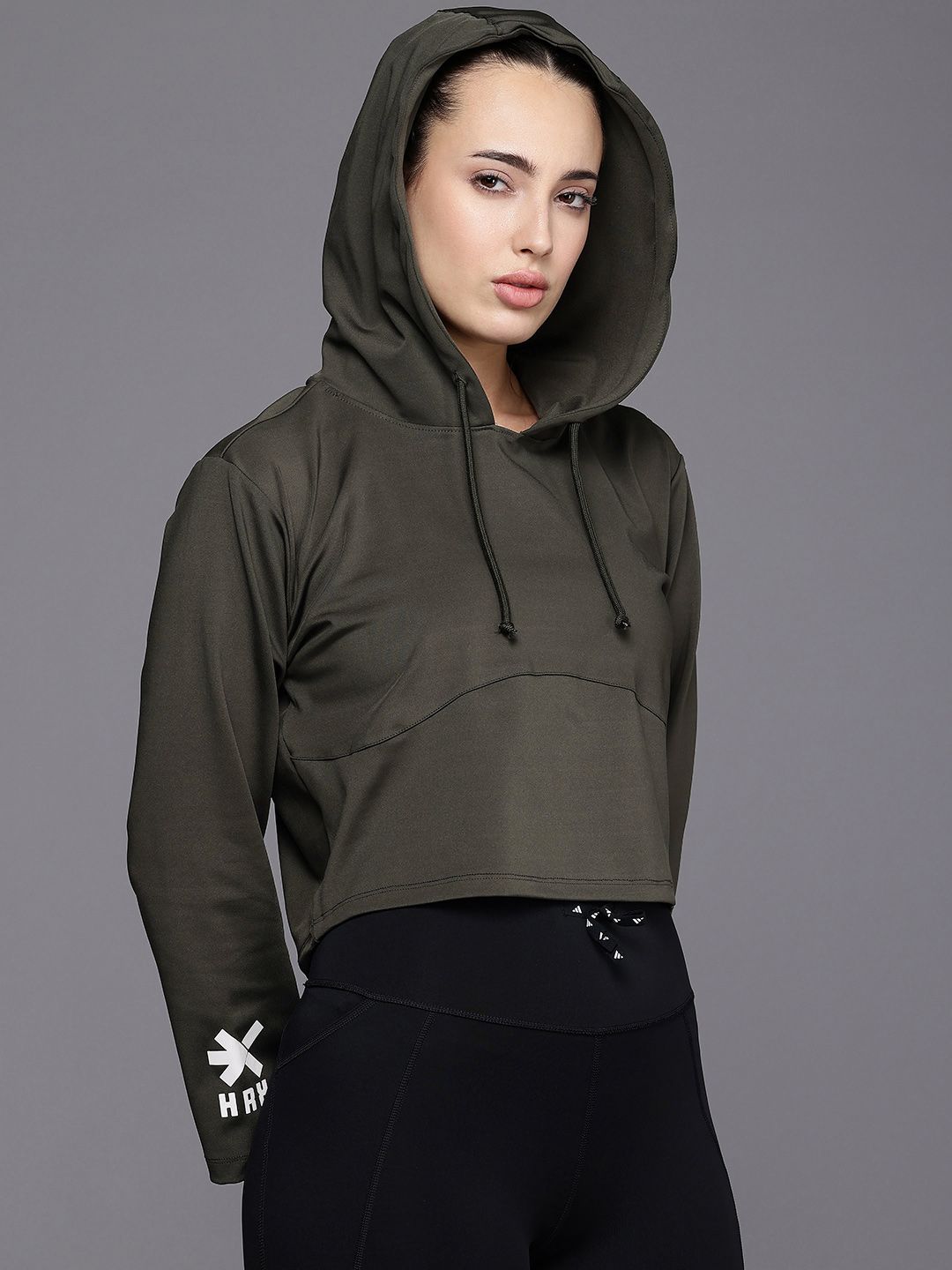 HRX by Hrithik Roshan Hooded Crop Sweatshirt