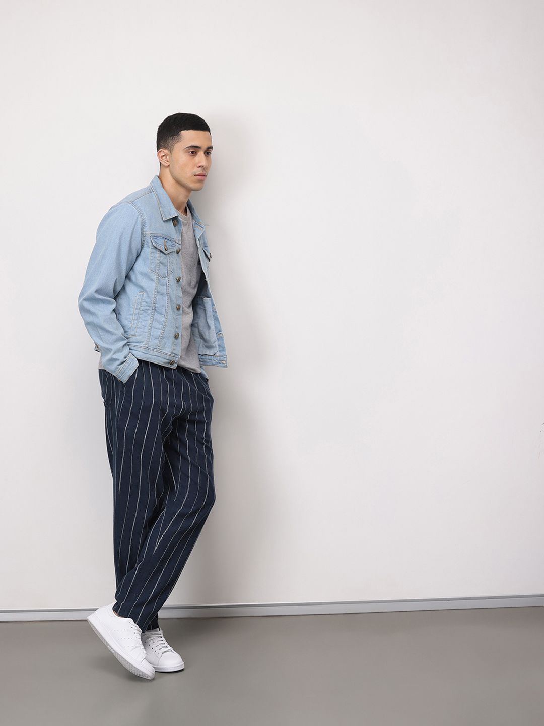 ether Zen Men Cotton Linen Striped Chinos Trousers