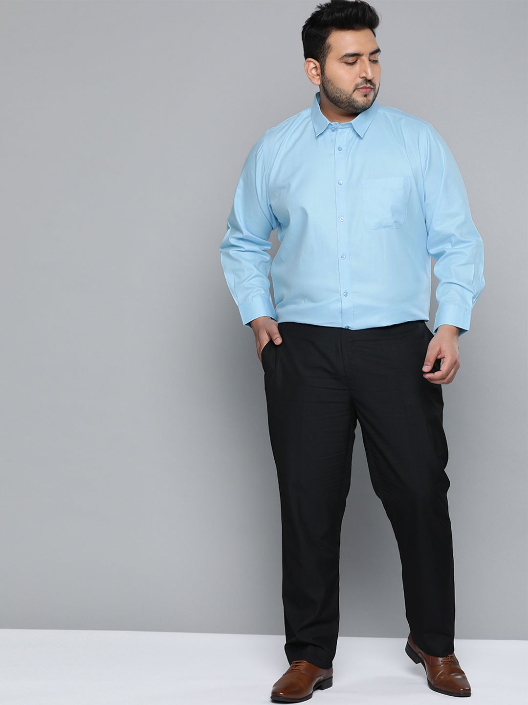 DENNISON Men Blue Smart Slim Fit Pure Cotton Solid Formal Shirt