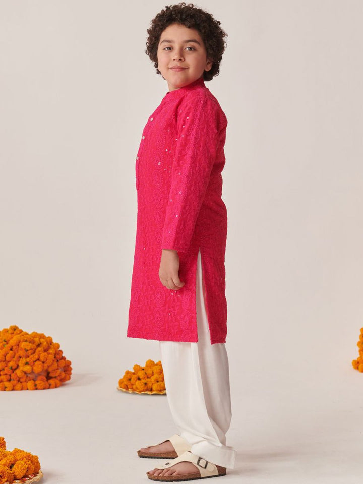 pspeaches Boys Floral Embroidered Regular Thread Work Kurta with Salwar