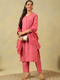 Mamicha Women Ethnic Motifs Embroidered Regular Thread Work Pure Cotton Kurta with Trousers & With Dupatta