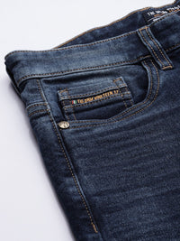 The Indian Garage Co Men Navy Blue Slim Fit Light Fade Stretchable Jeans