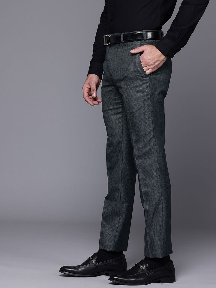 Raymond Men Textured Slim Fit Formal Trousers
