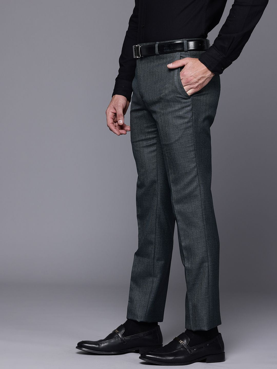Raymond Men Textured Slim Fit Formal Trousers
