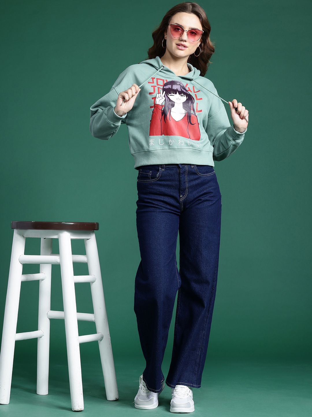 DressBerry Graphic Print Hooded Sweatshirt