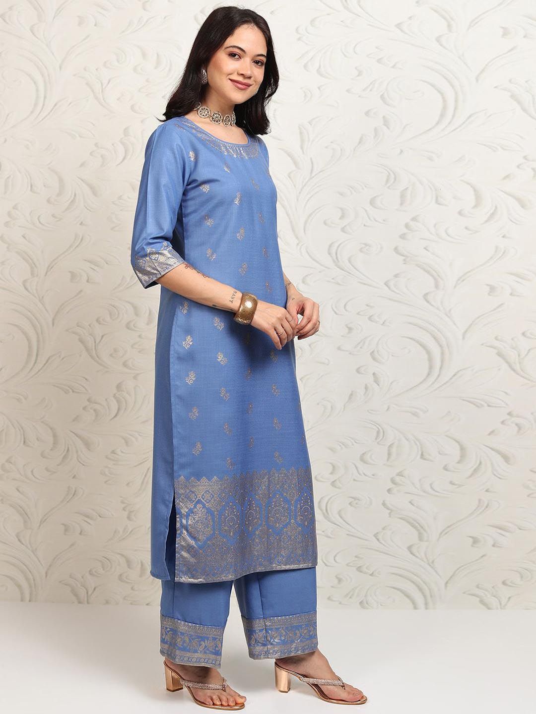 Vishudh Women Ethnic Motifs Regular Kurta with Palazzos & With Dupatta