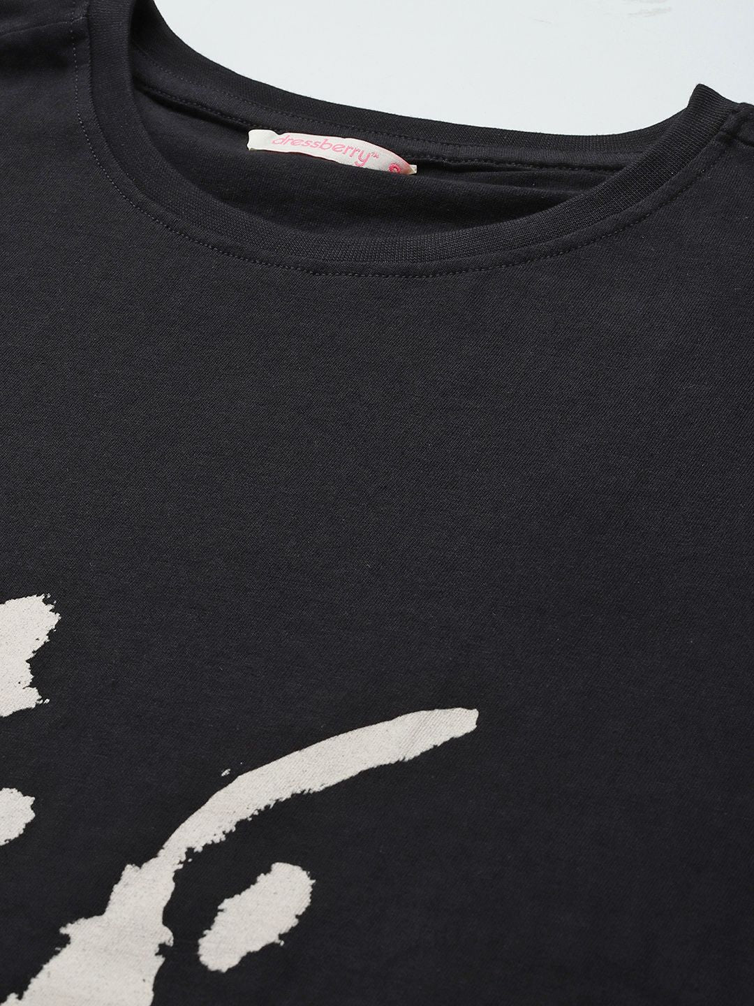 DressBerry Printed Monochrome Pure Cotton T-shirt