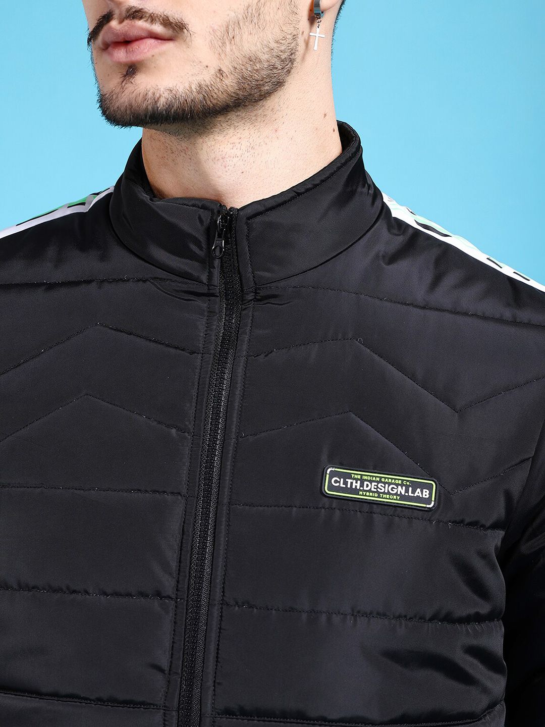 The Indian Garage Co Men Black Outdoor Bomber Jacket